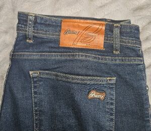 Brioni Classic Blue Jeans with Tan Leather Patch
